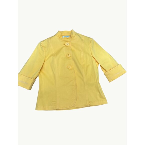Coldwater Creek Womens Yellow Jacket Size 8 Cotton Spandex Button Up - Picture 9 of 9